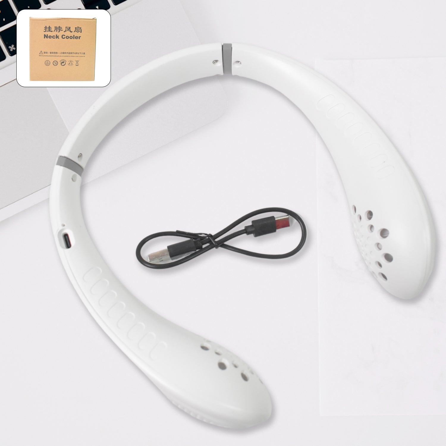 Portable USB Rechargeable Neck Fan – Wearable, 3 Speeds, Headphone Design Portable USB Rechargeable Neck Fan – Wearable, 3 Speeds, Headphone Design